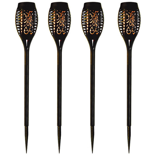 Solarize 4 PK Waterproof Solar Garden Flickering Flame Light SMD LED
