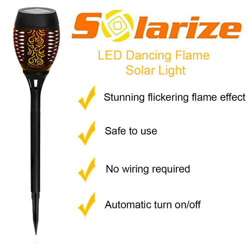 Solarize 4 PK Waterproof Solar Garden Flickering Flame Light SMD LED 2