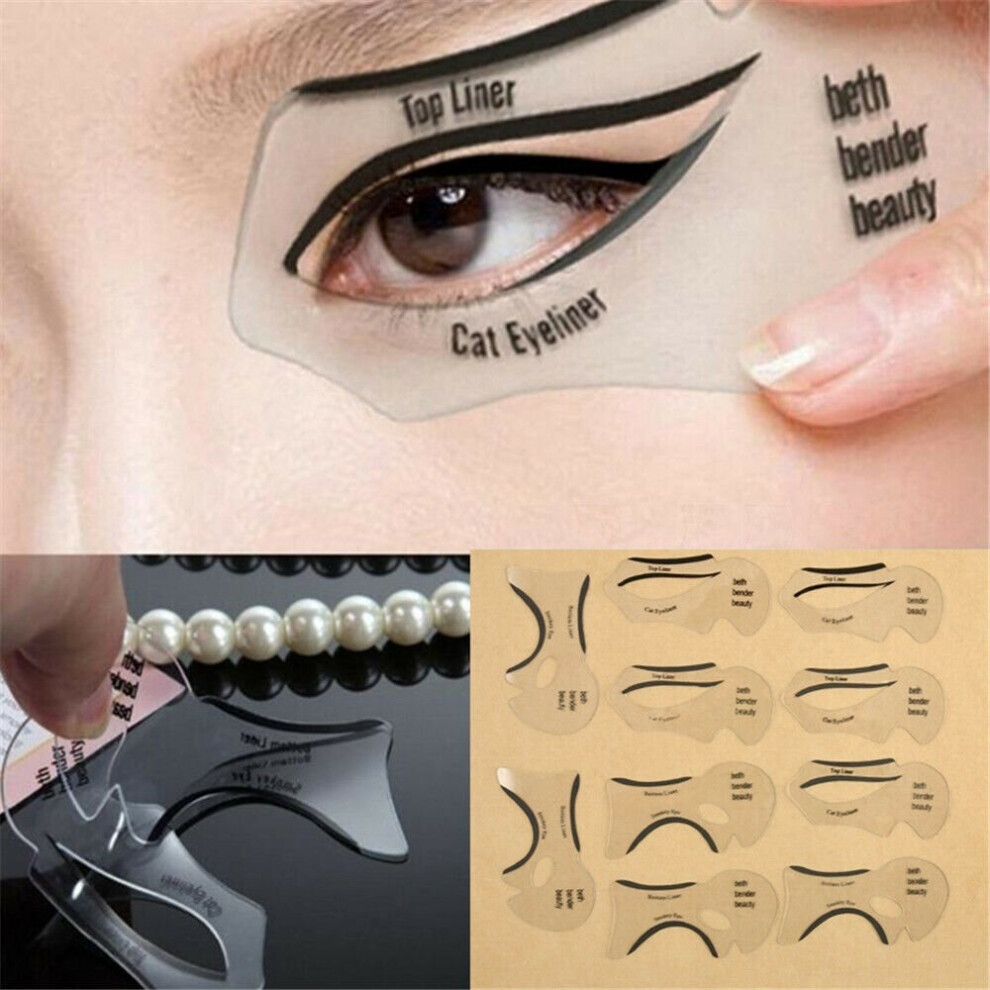 Clear 10Pcs Eyeliner Stencil Beauty Template Shaper Makeup Tool Eyeshadow Smokey Beth
