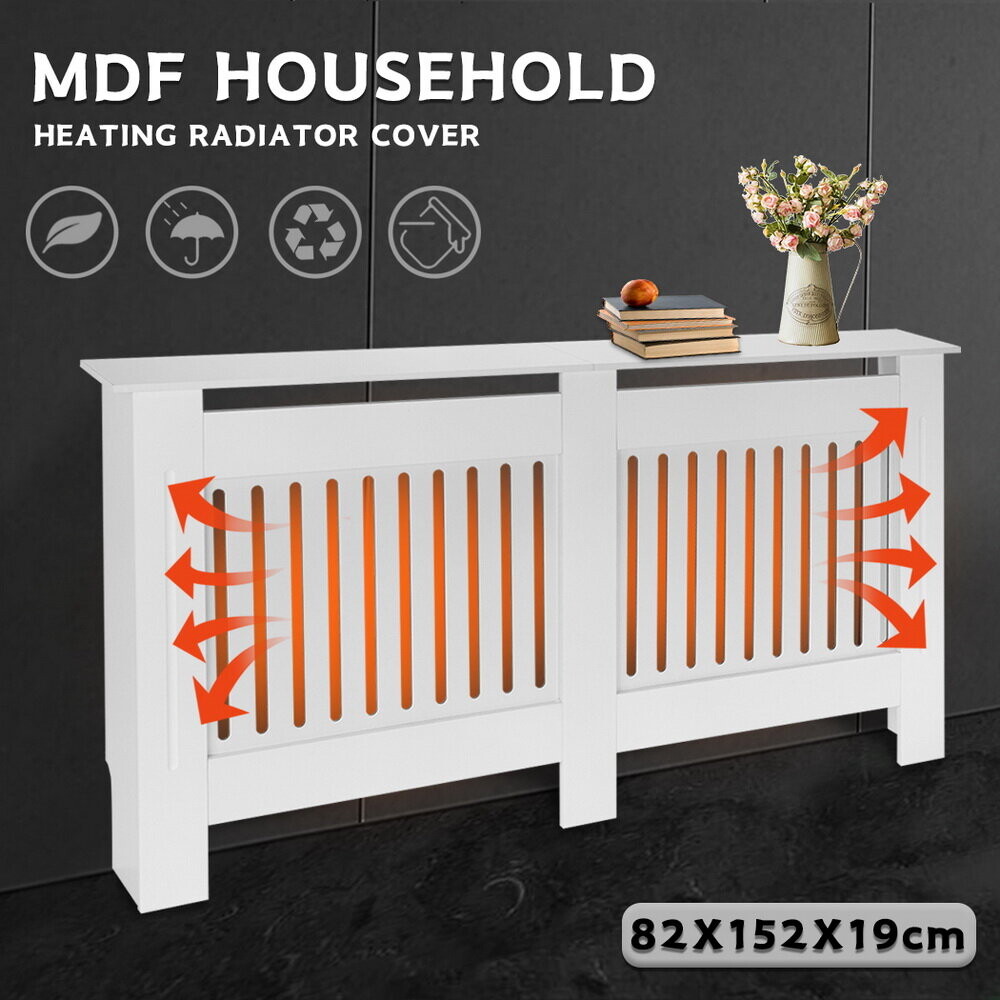 152cm Large Radiator Cover MDF Slat Heating Grill Guard with Top Shelf ...