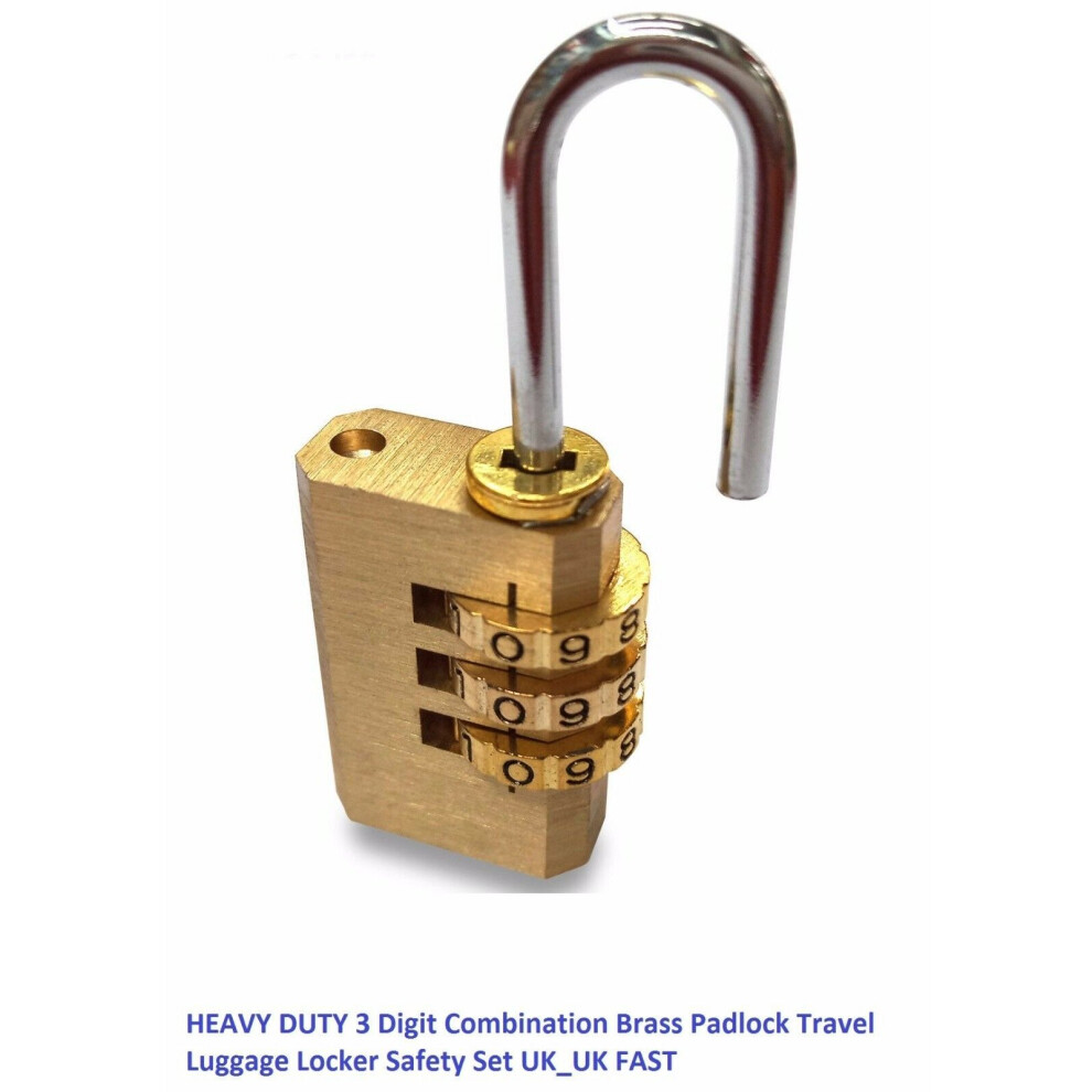 SMALL COMBINATION PADLOCK Solid Brass 3 Digit Lock Holiday Security