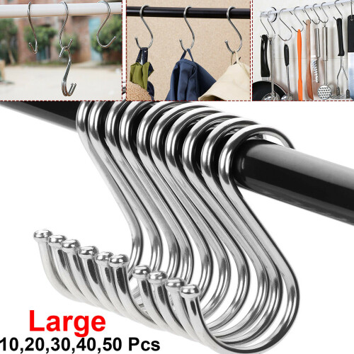 10x S Haken hängend Edelstahl Küche Fleisch Kleiderbügel Rack 1