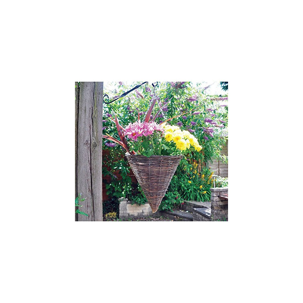 12" Rattan Cone Hanging Basket, Plant Pots Rattan Wicker  Hanger