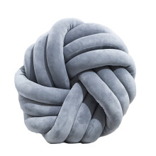(Grey) Decorative Round Knot Ball Throw Pillow, Home Decor Cushion Plush Throw Knotted Pillow Handmade Round Pillow Knotted Bedroom Decor Photography