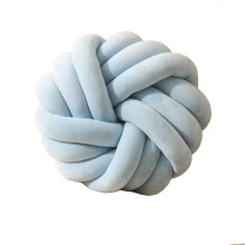 (Blue) Decorative Round Knot Ball Throw Pillow, Home Decor Cushion Plush Throw Knotted Pillow Handmade Round Pillow Knotted Bedroom Decor Photography