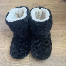 (Black, Foot Length=25.5-26cm) Adult Children Floor Socks Slippers Warm Indoor Slipper Boots Ladies Booties