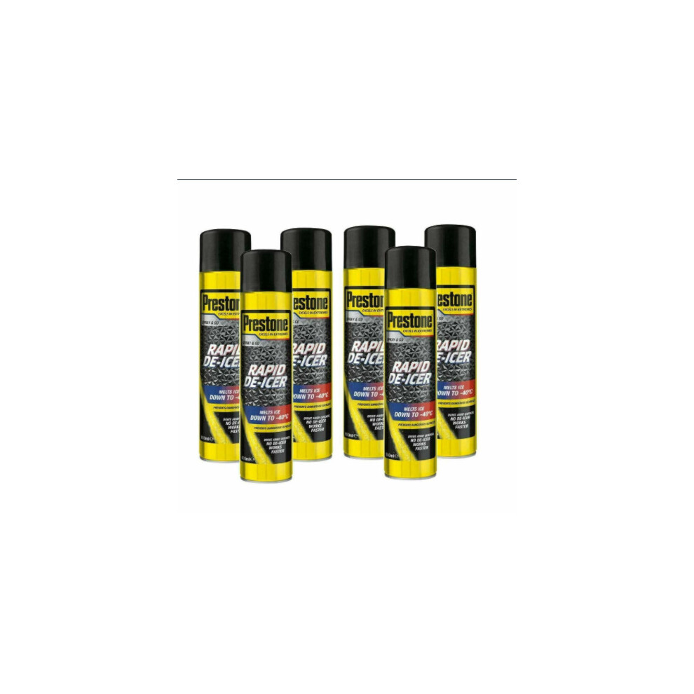 Prestone Car De-Icer Spray | 6 x 600ml Aerosols