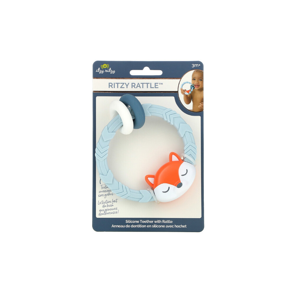 Itzy Ritzy , Ritzy Rattle, 1 Silicone Teether With Rattle, Fox, 3M+