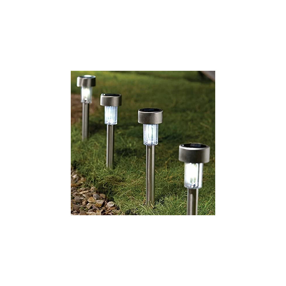10 Pack of Stainless Steel Solar Powered Pathway Garden Lights