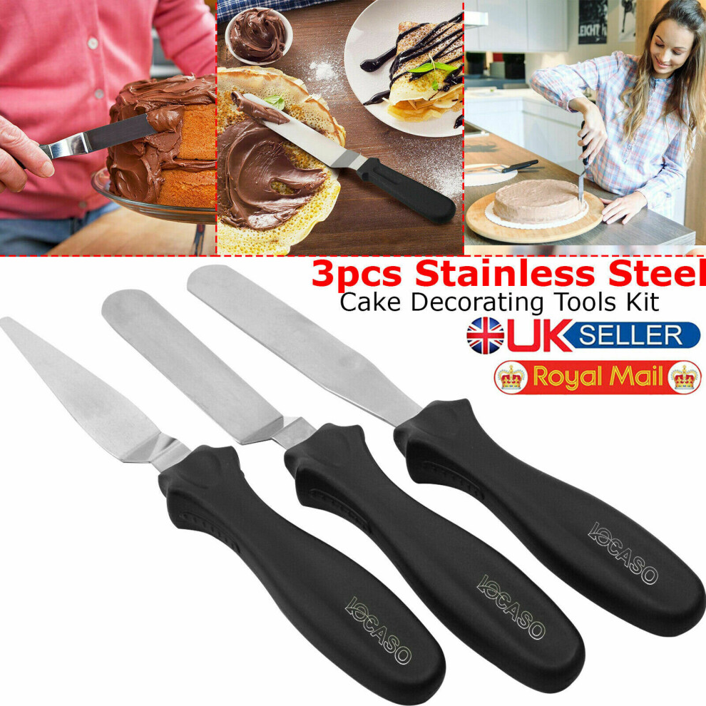 3pcs Stainless Steel Spatula Palette Knife Set Decorating Tools Kit