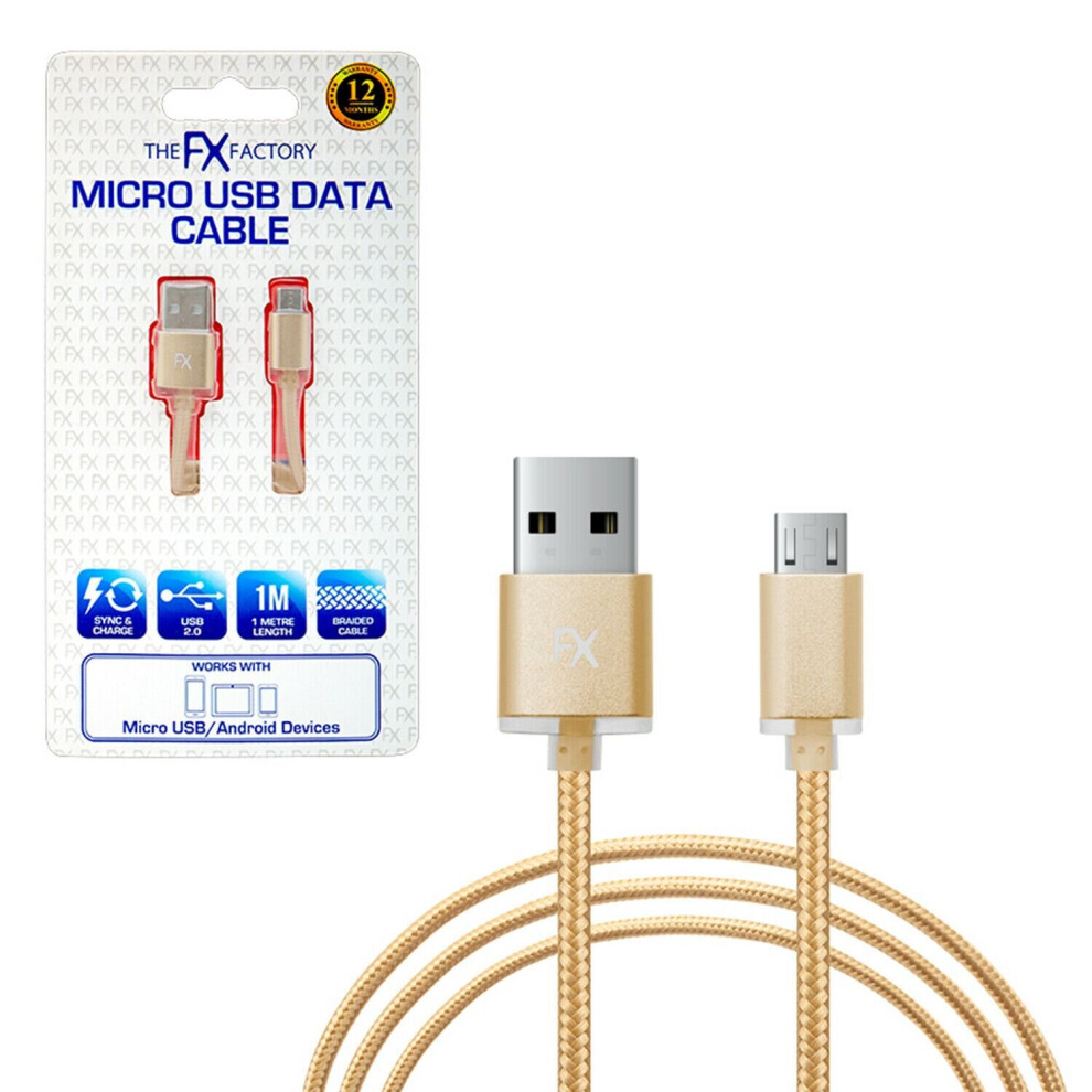Fx Factory Gold Micro Usb Data Cable For Android Devices 1M Size 2.0