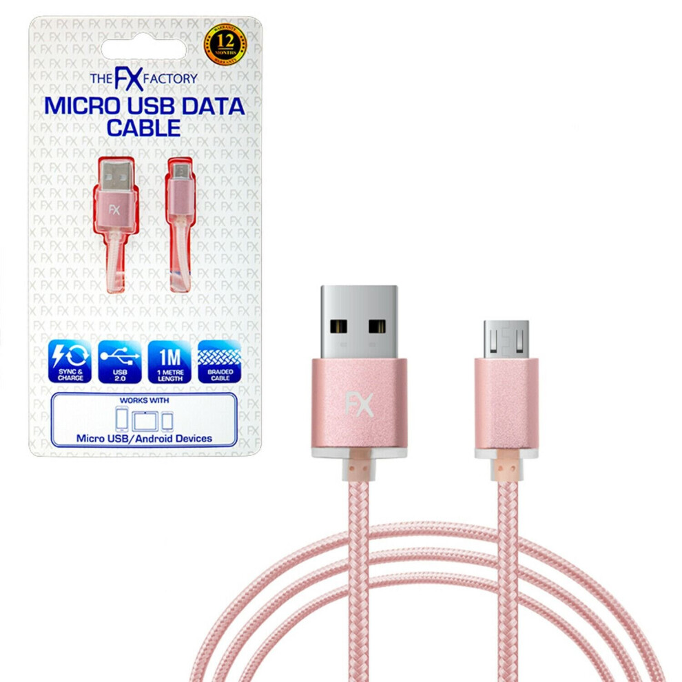 Fx Factory Gold Micro Usb Data Cable For Android Devices 1M - Rose Size 2.0