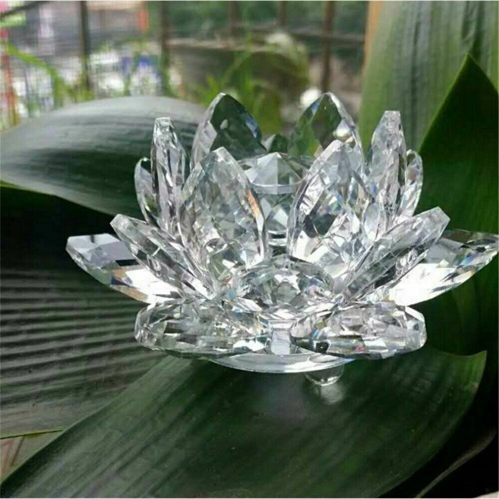 LARGE CLEAR CRYSTAL LOTUS FLOWER ORNAMENT WITH GIFT BOX