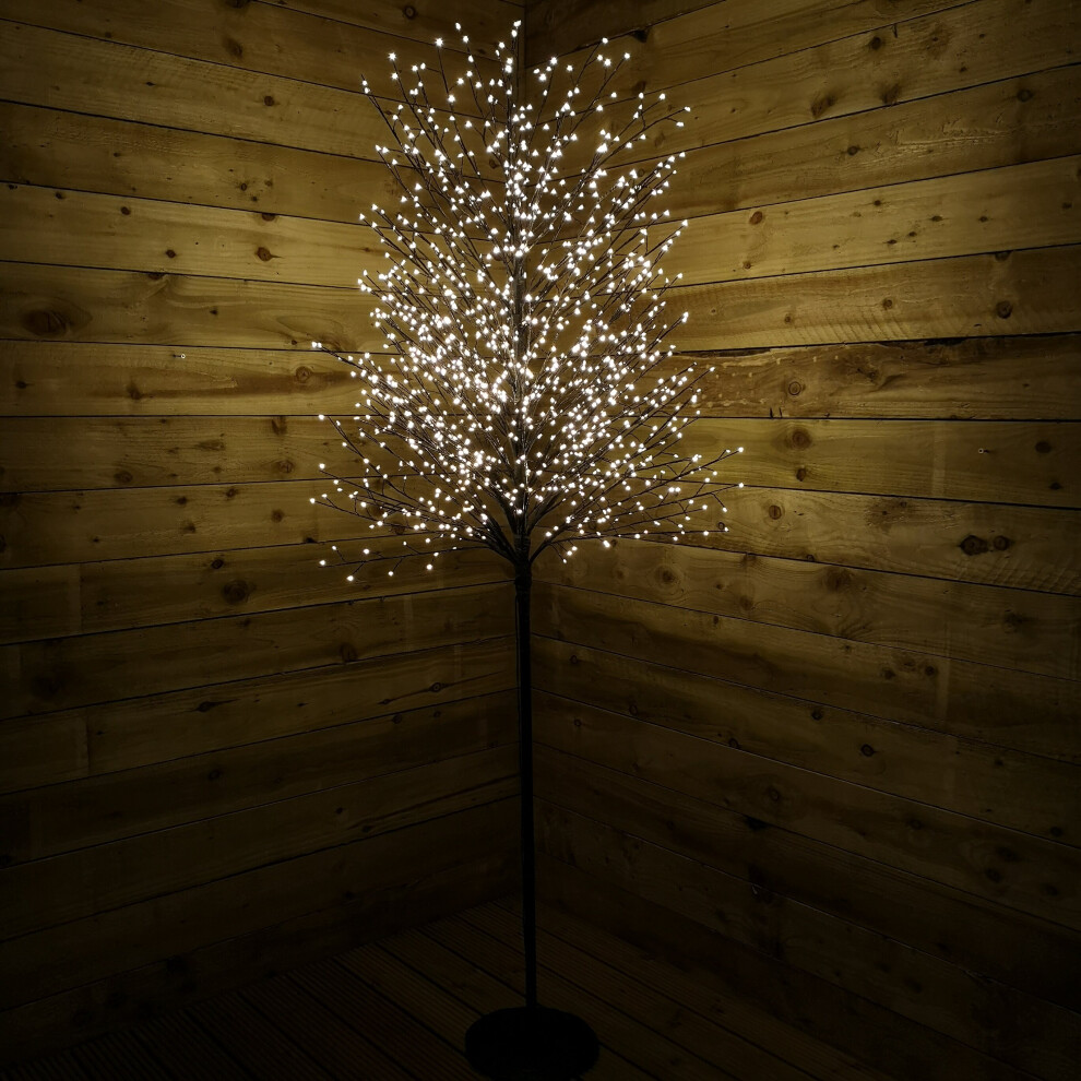 Snow Time 7Ft Outdoor Micro Dot Christmas Blossom Tree With 1300 Warm Led Black/White 2.1M