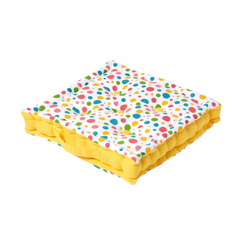 Homescapes (50 X 50 Cm) Cotton Multi Coloured Polka Dot Floor Cushion