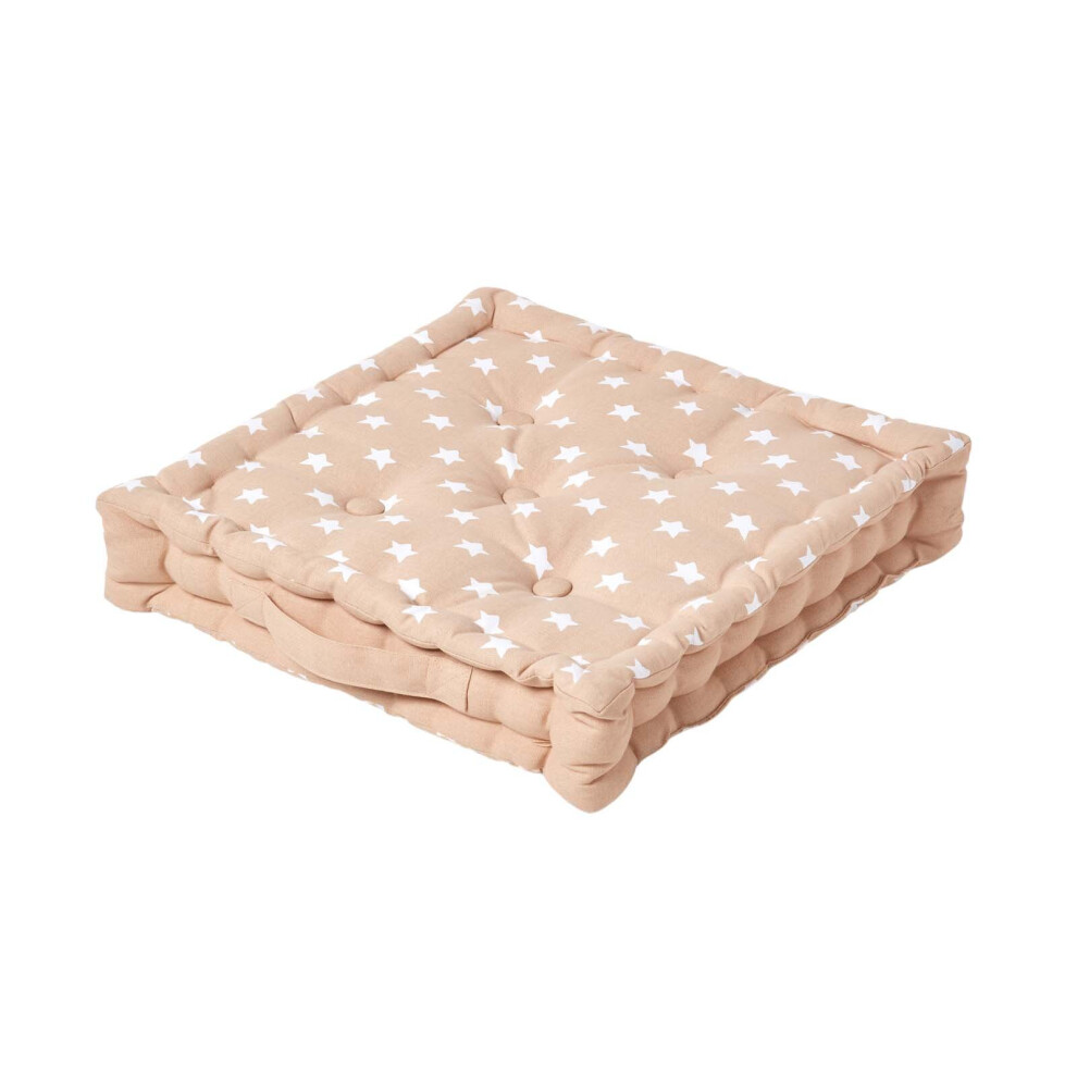 Homescapes (50 X 50 Cm, ) Cotton Stars Floor Cushion Beige