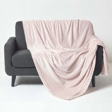 (Pastel Pink, 130 x 160 cm) Mora Faux Fur Velvet Throw