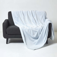 (Pastel Blue, 130 x 160 cm) Mora Faux Fur Velvet Throw
