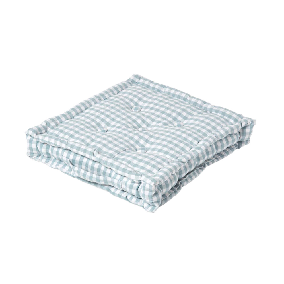 Homescapes (50 X 50 Cm, ) Cotton Gingham Check Floor Cushion Blue