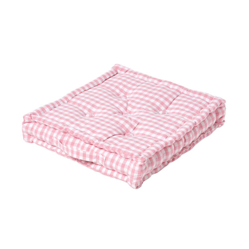 Homescapes (40 x 40 cm, Pink) Cotton Gingham Check Floor Cushion