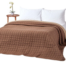 (Chocolate & Mink Brown, 230 x 250 cm) Cotton Quilted Reversible Bedspread