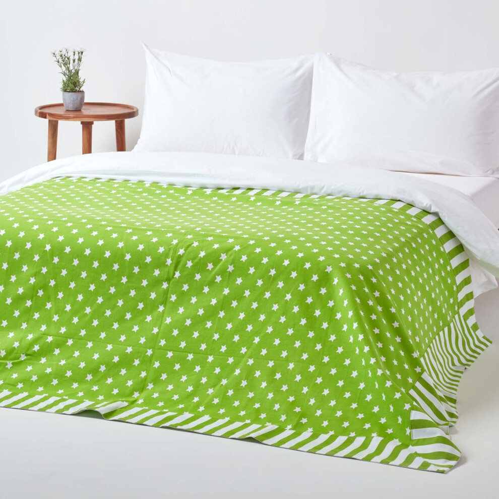 Homescapes (Green) Cotton Decorative Sofa Throw Green