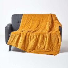 (Mustard, 125 x 150 cm) Velvet Quilted Throw