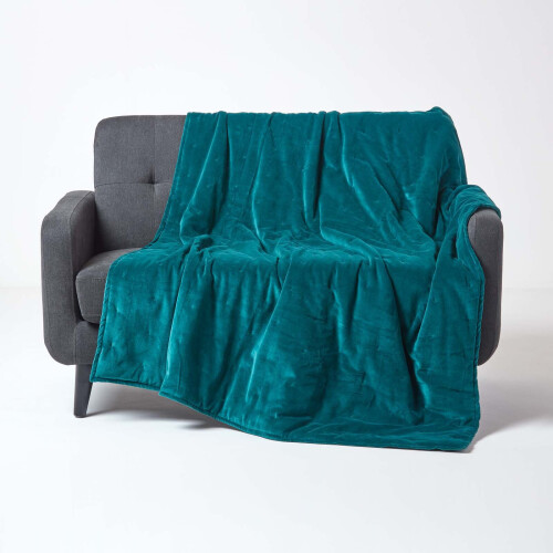 Homescapes (Emerald Green, 150 x 200 cm) Velvet Quilted Throw