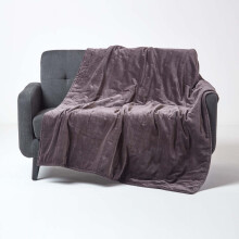 (Dark Grey, 150 x 200 cm) Velvet Quilted Throw