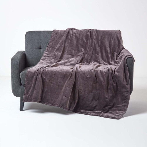 Homescapes (Dark Grey, 150 x 200 cm) Velvet Quilted Throw