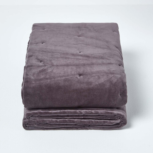 Homescapes (Dark Grey, 150 x 200 cm) Velvet Quilted Throw 1