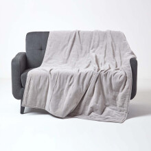 (Light Grey, 125 x 150 cm) Velvet Quilted Throw
