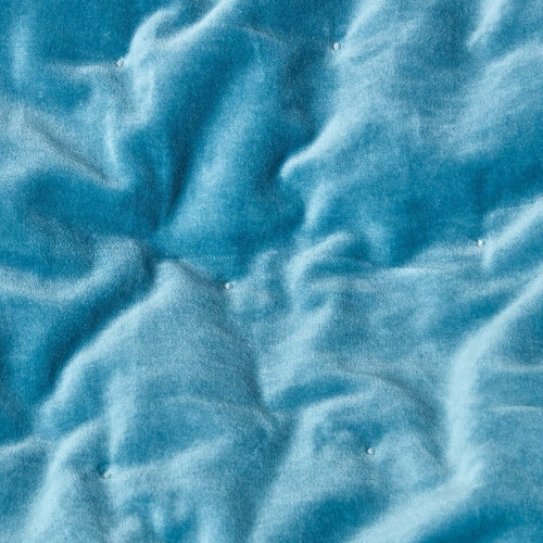 Homescapes (Blue, 125 x 150 cm) Velvet Quilted Throw 2