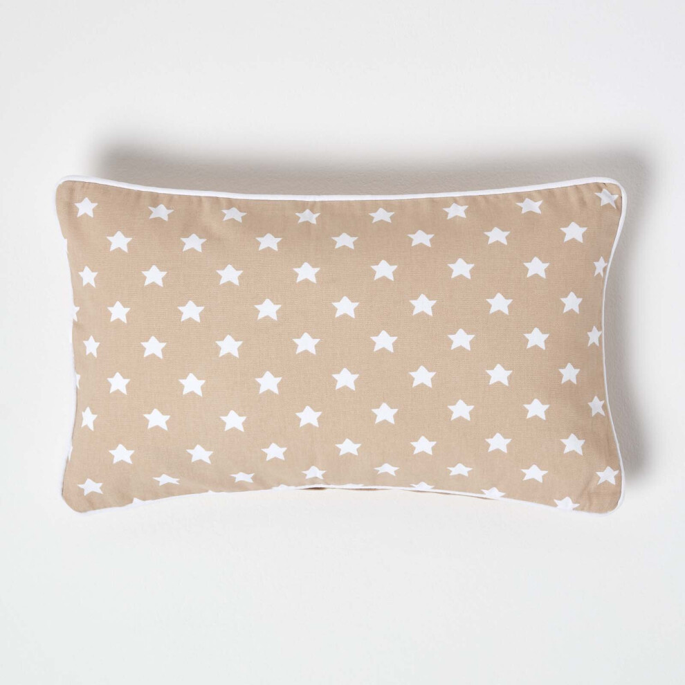 Homescapes (30 X 50 Cm, Stars) Cotton Stars Cushion Cover Beige