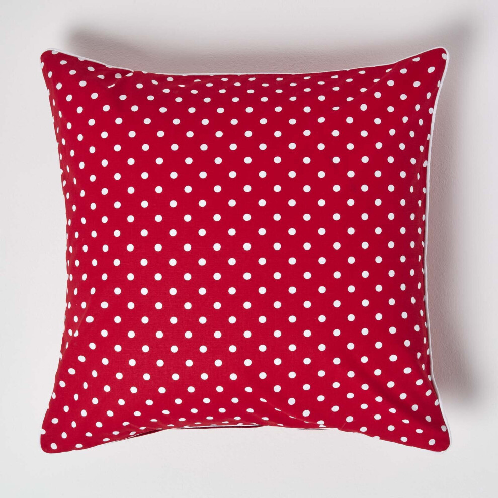 Homescapes (60 X 60 Cm, Dots) Cotton Polka Dots Cushion Cover Red