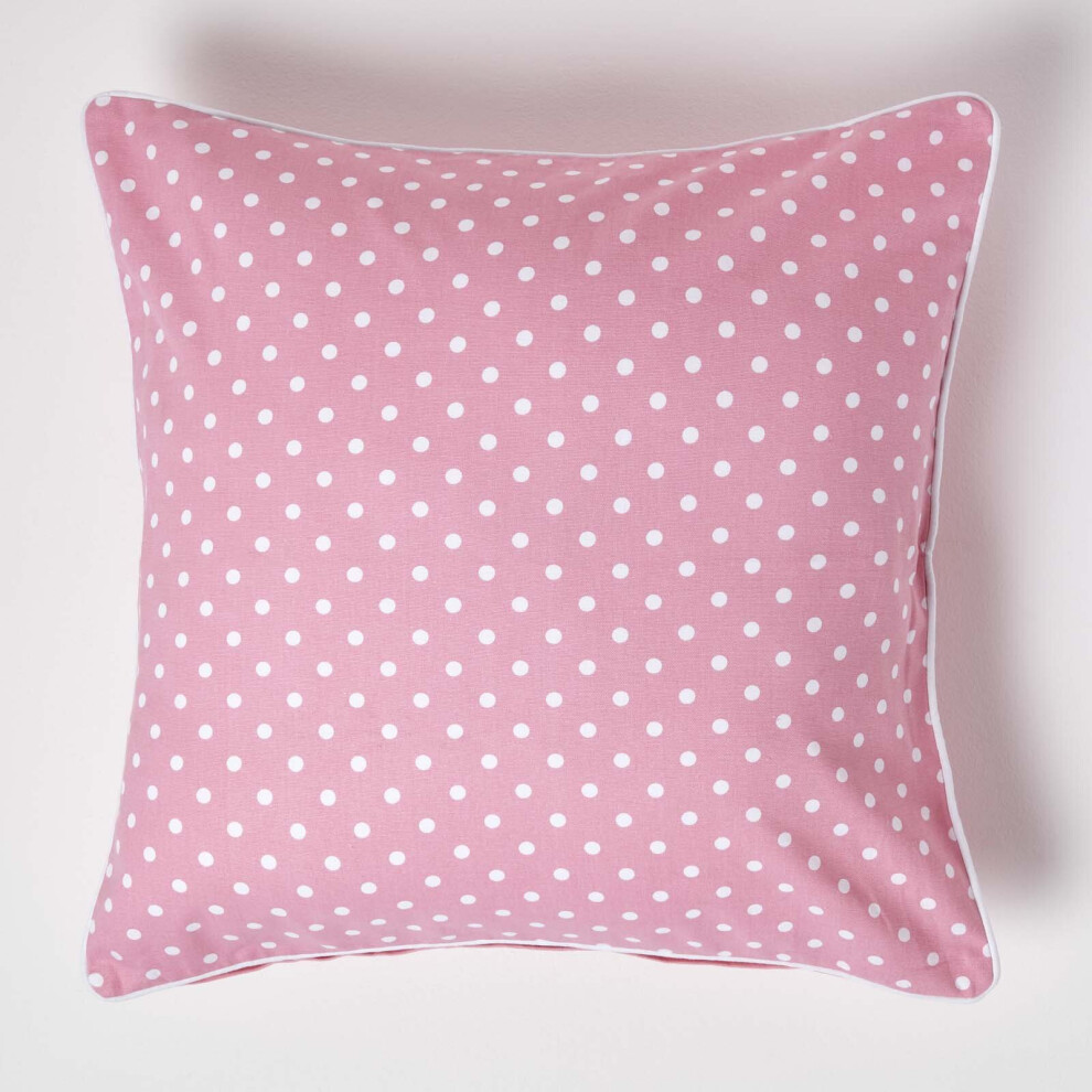 Homescapes (60 X 60 Cm, Dots) Cotton Polka Dots Cushion Cover Pink