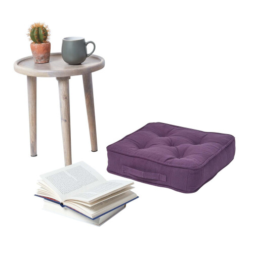 Homescapes (Purple) Rajput Ribbed Cotton Floor Cushion 1