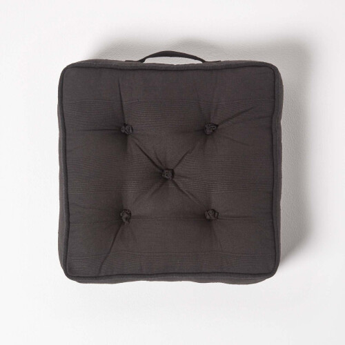 Homescapes (Black) Rajput Ribbed Cotton Floor Cushion 2