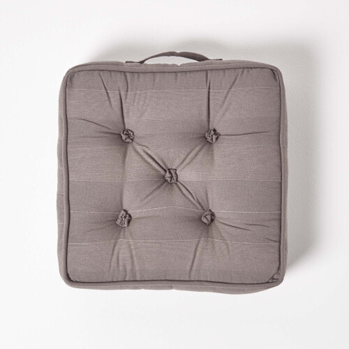 Homescapes (Charcoal Grey) Rajput Ribbed Cotton Floor Cushion 2