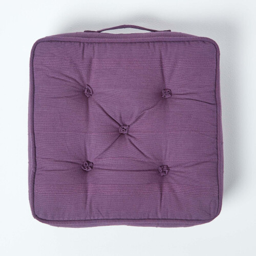 Homescapes (Purple) Rajput Ribbed Cotton Floor Cushion 2