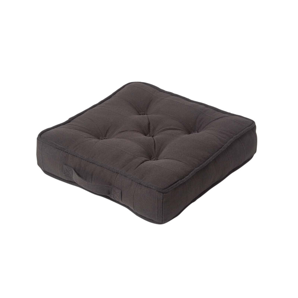 Homescapes (Black) Rajput Ribbed Cotton Floor Cushion Black