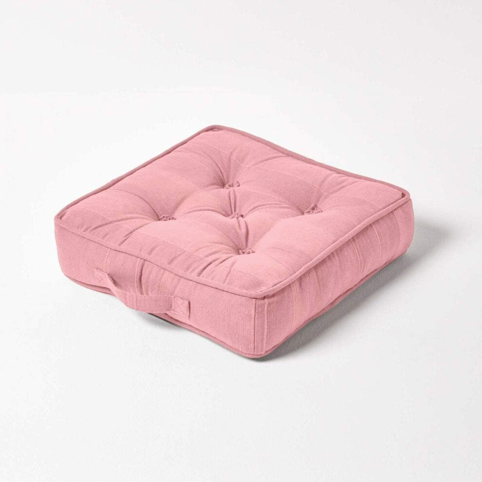Homescapes (Pink) Rajput Ribbed Cotton Floor Cushion Pink