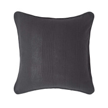 (60 x 60 cm, Black) Cotton Rajput Ribbed Cushion Cover