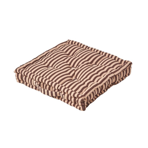 Homescapes (40 x 40 cm, Brown) Cotton Thin Stripe Floor Cushion