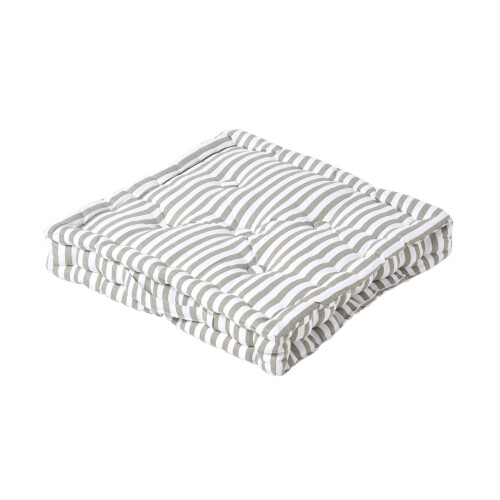 Homescapes (50 x 50 cm, Light Grey) Cotton Thin Stripe Floor Cushion