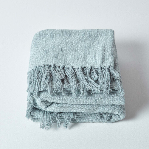 Homescapes (Grey, 225 x 255 cm) Nirvana Slub Cotton Throw 1