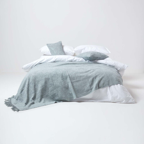 Homescapes (Grey, 225 x 255 cm) Nirvana Slub Cotton Throw 2