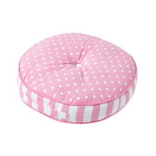 (Pink) Polka Dots and Stripes Children's Round Floor Cushion