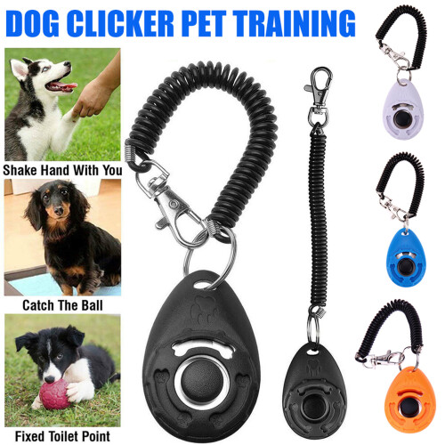 (Pink) Pet Trainer Oval Shape Elastic ABS Dog Training Clicker for Outdoor 2