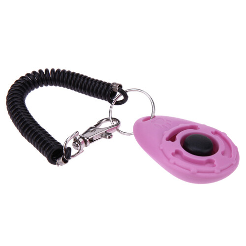 (Pink) Pet Trainer Oval Shape Elastic ABS Dog Training Clicker for Outdoor 1